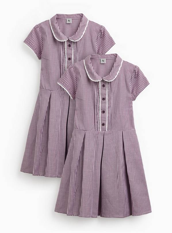 Dark Red Classic Bow Detail Gingham Dresses 2 Pack 3 years